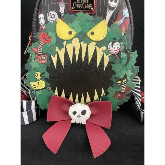 Loungefly Nightmare Before Christmas Wreath Mini Backpack Disney Halloween - Picture 3 of 9